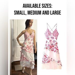 NIP-Floral and Lace Maxi V Neck Dress